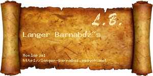 Langer Barnabás névjegykártya